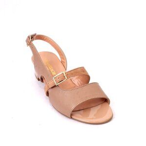 Vernissage 5303 Beige Leather Heel Slingback Sandals Shoes